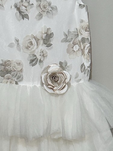 Sarah Louise England Girls Dress 6Y Tulle Skirt Beige Floral Rose Party Wedding - Picture 3 of 8