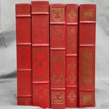 Lot of 5 Franklin Library Leatherette Bound Decorative Collection Books Red