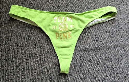 Mutandine perizoma vintage Y2K Victoria's Secret rosa squadra rosa verde cotone medio - Foto 3 di 7