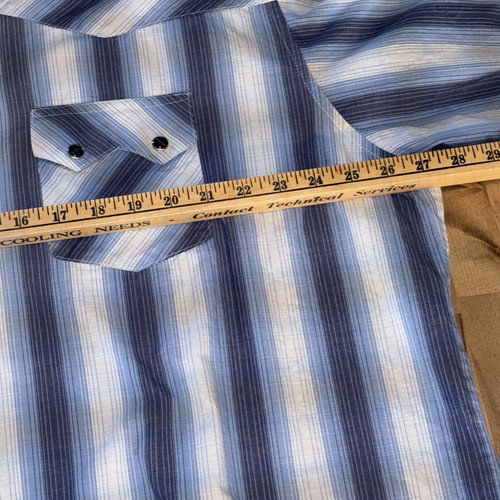Camisa Para Hombres Wrangler Twenty Xtreme Pearl Snap LS Azul Rayas Western Talla XXL - Imagen 10 de 14