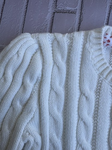 POLO RALPH LAUREN Winter Cream White cable knit sweater size 6X girls - Picture 8 of 9