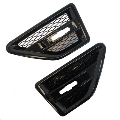 POWERFUL UK LTD Gloss black side wing air intake grille vent PAIR for Land Rover Freelander 2