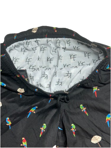 Kenny Flowers Mens Swim Swimming Shorts Sz Large L Parrot Beach Black Pockets - Picture 7 of 15