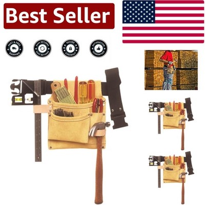 Professional Suede Tool Bag with Hammer Loop & Poly Belt - 3 Pocket Design