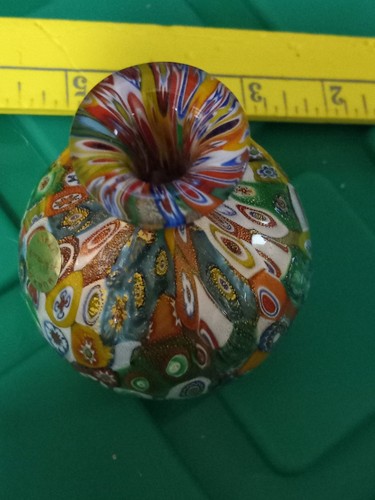Murano 3 Inch Venetian Millefiori Golden Quilt Burcella Cristalli Vase - Picture 10 of 14