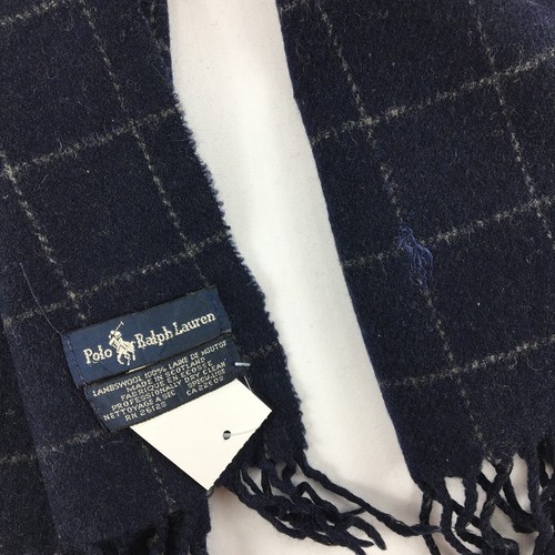Vintage Polo Ralph Lauren Wool Scarf Classic Plaid Christmas Winter Neck Scarves - Picture 4 of 4