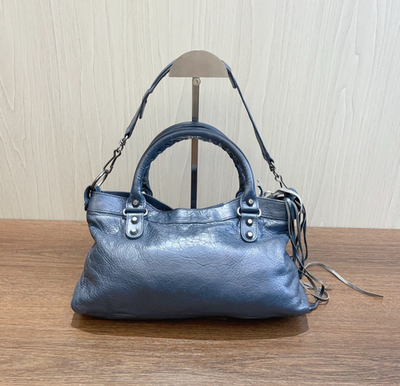 Balenciaga グレー ハンドバッグ Balenciaga Le City Gray Top Handle Bag Shoulder Bag Silver
