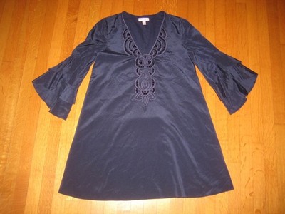 Lilly Pulitzer Tatiana Blue Silk Flutter Sleeve Dress XS
