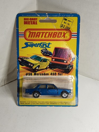 1979 Matchbox Superfast - No. 56 MERCEDES 450 SEL - On Sealed Card - Blue Color