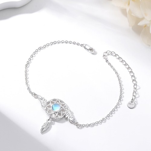 Dreamcatcher Bracelets 925 Sterling Silver Dream Catcher Moonstone Bracelet Adju - Bild 3 von 7