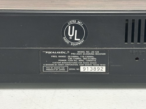 Realistic Pro-2024 60 Channel Direct Entry Programmable Scanner Works W/ Antenna - Zdjęcie 8 z 11