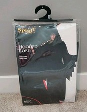 SPIRIT HALLOWEEN Black Hooded Robe ADULT Costume ONE SIZE