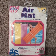 Splash Club Pool Inflatable Air Mat Pink 27"x72" Brand New Sealed 1990's