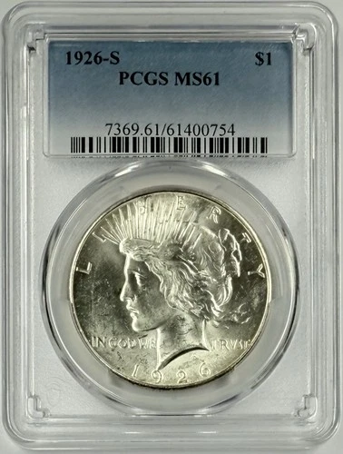 1926 S Peace Dollar $1 PCGS MS61 ‼️SUPER STRONG STRIKE - LOTS OF LUSTER RAYS‼️
