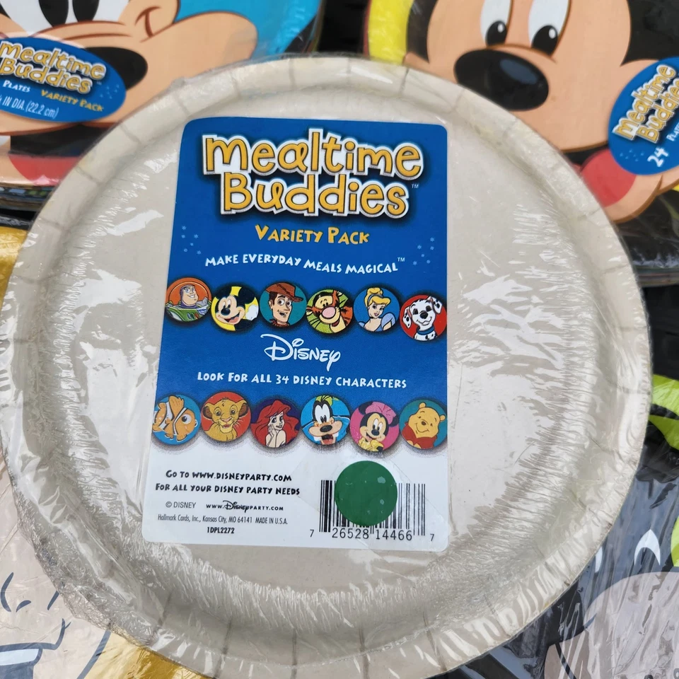 Pacote de pratos de papel 5 kg RARO Mealtime Buddies Disney Hallmark variedade 24ea - Imagem 4 de 4