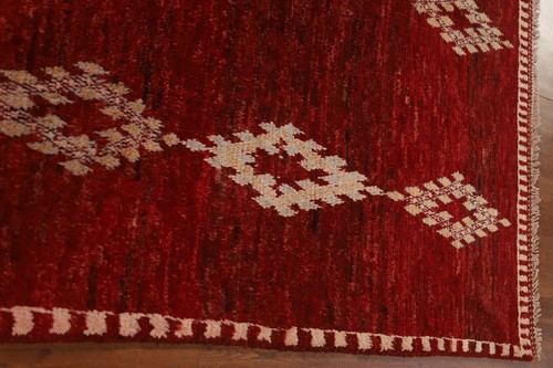 Handmade Tribal Wool Carpet Red Geometric Area Rug 7x10 Ft Oriental Moroccan Rug - Picture 13 of 19