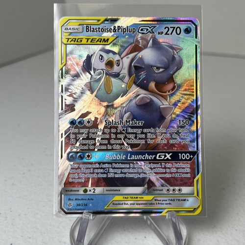 Tag Team Blastoise & Piplup GX 38/236 SM-Cosmic Eclipse Holo NM