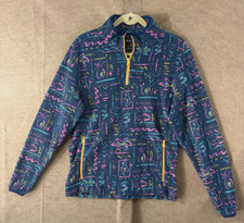Chubbies Fleece Pullover Jacket Mens Sz M Blue Fish Pockets Athleisure