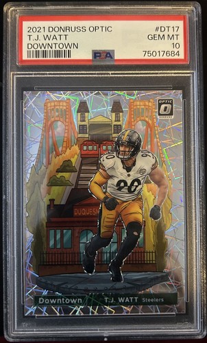 2021 Panini Donruss Optic Downtown PSA 10 DT-17 T.J. Watt Steelers