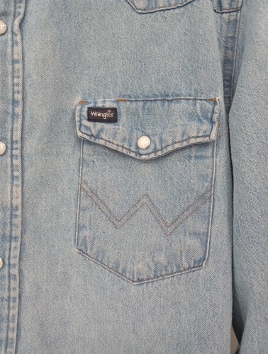 Camisa a Presión Vintage Años 90 Wrangler Denim Perla Para Hombre Grande Colas Largas 70127SW USADA EN EXCELENTE ESTADO - Imagen 4 de 16