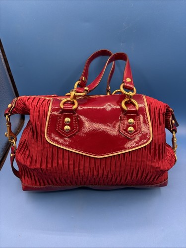 Coach Ashley Patent Leather Satchel Boudreaux /Wine Red Purse Bag F20084 - Picture 6 of 14