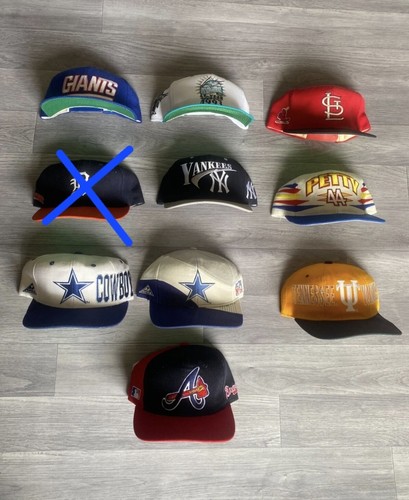 Lot of 9 Vintage snapback hats starter,logo arhletic,sport speciality,apex one