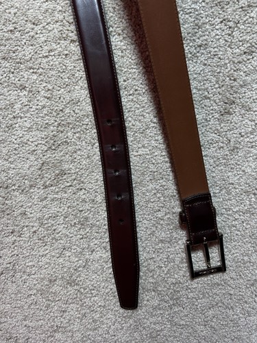 Cinturón BROOKS BROTHERS Cuero Lacado Marrón Oscuro Talla 38 Hecho en ITALIA - Imagen 3 de 5