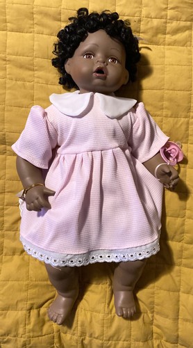 ASHLEY BELLE Collection 20" African American Fine Bisque Porcelain BABY Doll  LN - Picture 4 of 11
