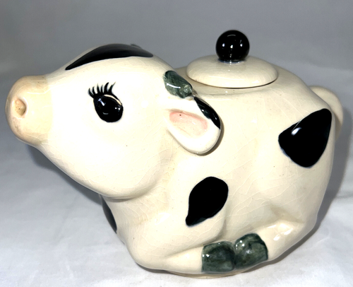 Vintage Keramik Kuh Milchkännchen mit Deckel Landhaus Landhaus Küche Deko - Bild 1 von 18