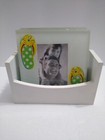 Melannco Photo Coasters Picture Holder Flip Flops Beach Rubber Feet See Of Four
