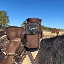 Personalized Horse Saddle Water Bottle Holder, Brown, Multi Pocket Saddle Holder