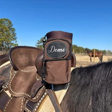 Personalized Horse Saddle Water Bottle Holder, Brown, Multi Pocket Saddle Holder