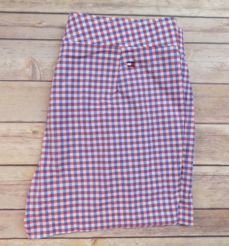 Tommy Hilfiger Stretch Womens Shorts Red White Blue Plaid Cotton Spandex Size 10 - Picture 2 of 5