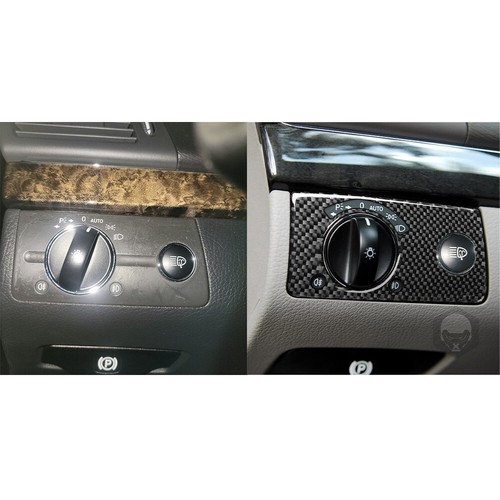 For Benz E-class W211 03-09 Real Carbon Fiber Headlight Switch Panel Cover Trim - Foto 6 di 11
