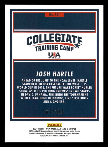 2024 Panini Stars & Stripes JOSH HARTLE RED /199 #101 - Picture 2 of 2