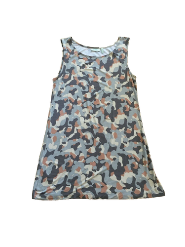 LOGO Lounge By Lori Goldstein Long Camo Tank Top in Tan/Brown - Size Small - Picture 1 of 5