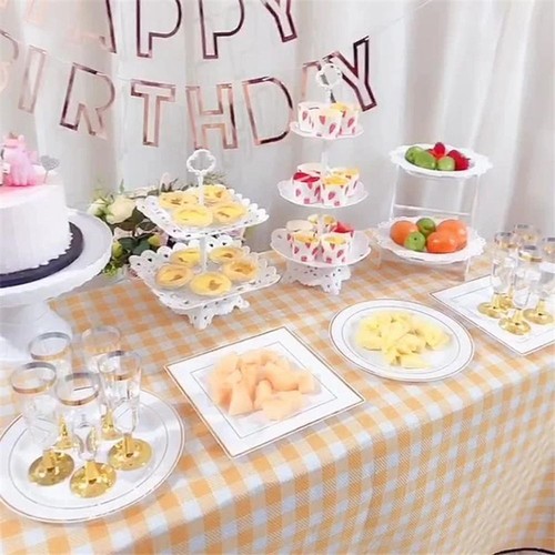 Cake Stand Plastic Cake Stands Wedding Functions Cake Set Cupcakes Dessert Plate - Picture 3 of 12