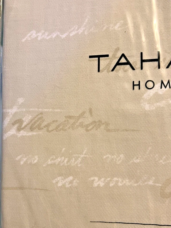 Nueva cortina de ducha de tela Tahari Island Living Words 72" x 72" colores neutros Foto 3 de 4