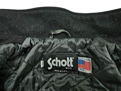 HOT USA Men's SCHOTT @ SPORTS BIKER PARKA 4 Pockets LINED BLACK WOOL Jacket 40 M - Picture 6 of 14