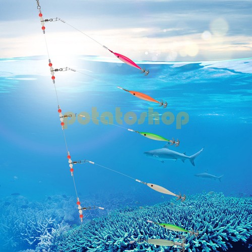 5/6pcs High Carbon Steel Luminous Squid Jig Shrimp Lure Cuttlefish Jig - Picture 6 of 12