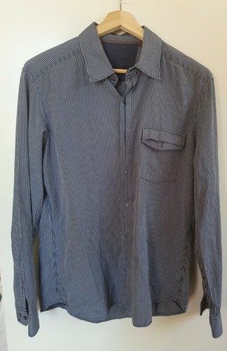 ESPRIT Mens Blue/White Long Sleeve Stripe Shirt Size L - Picture 1 of 5