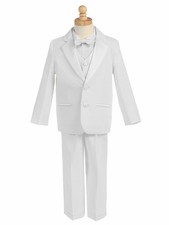 White Formal Boy Kids Dress Tuxedo Suit Set Tuxedo no Tail All Sizes