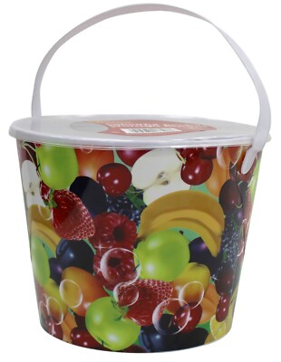 4 Aufbewahrungseimer im bunten Obstdesign für Trockenfutter & Tiernahrung 4 Ltr