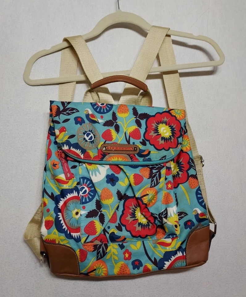 Mochila Lily Bloom Correa Ajustable Fresa Campos Bolso Pájaros Floral 11"x12" Foto 2 de 4