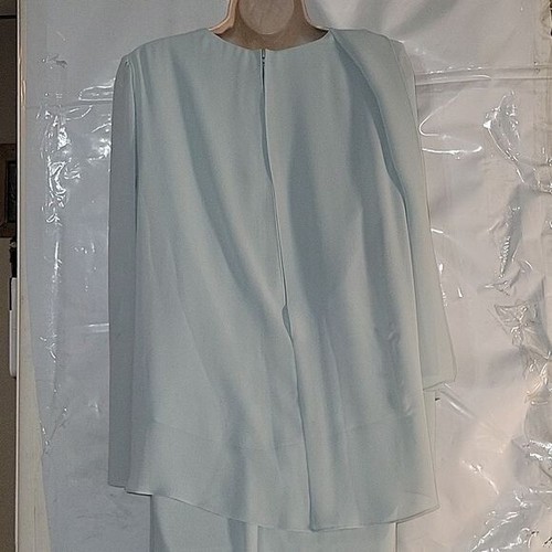 URSULA OF SWITZERLAND Blue Beaded Embroidered Sequin Long Sleeve Chiffon Sheath - Picture 5 of 11