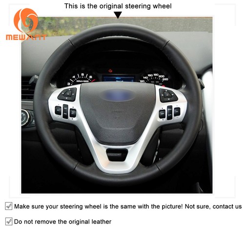 Custom Black Soft Suede Car Steering Wheel Cover for Ford Explorer Taurus Edge - Foto 3 di 7