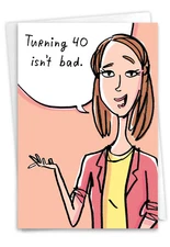 Funny 40th Milestone Birthday Paper Card w/Envelope - Bday Morning After