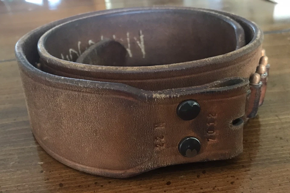 "Cinturón de cuero munición vintage pequeño calibre vikingo México 39 1/2"" de largo" Foto 2 de 4