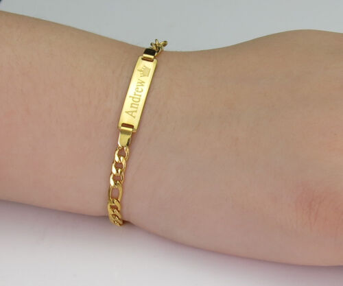 14K Gold Filled Baby Bracelet With Engraving 6'' adjustable Christmas Gift-14 - Picture 3 of 10