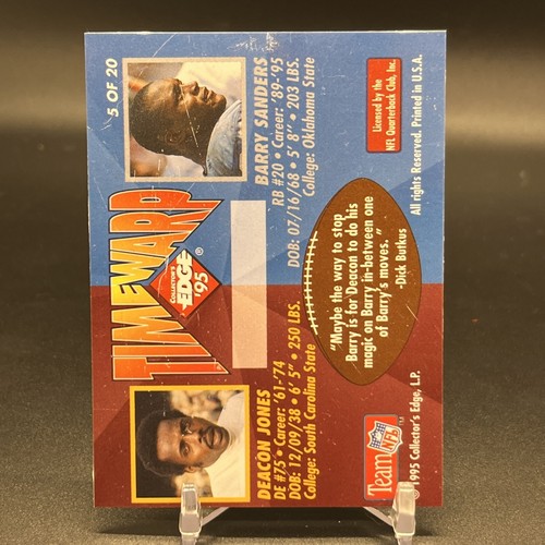 1995 Collector's Edge Time Warp Prism Barry Sanders Deacon Jones #5 HOF Error - Picture 4 of 4